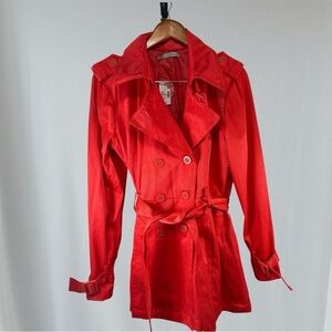 coral coat jacket Maurices Trench Coat Pink Coral Belted coat NWT Size Large